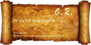 Oriold Reginald névjegykártya